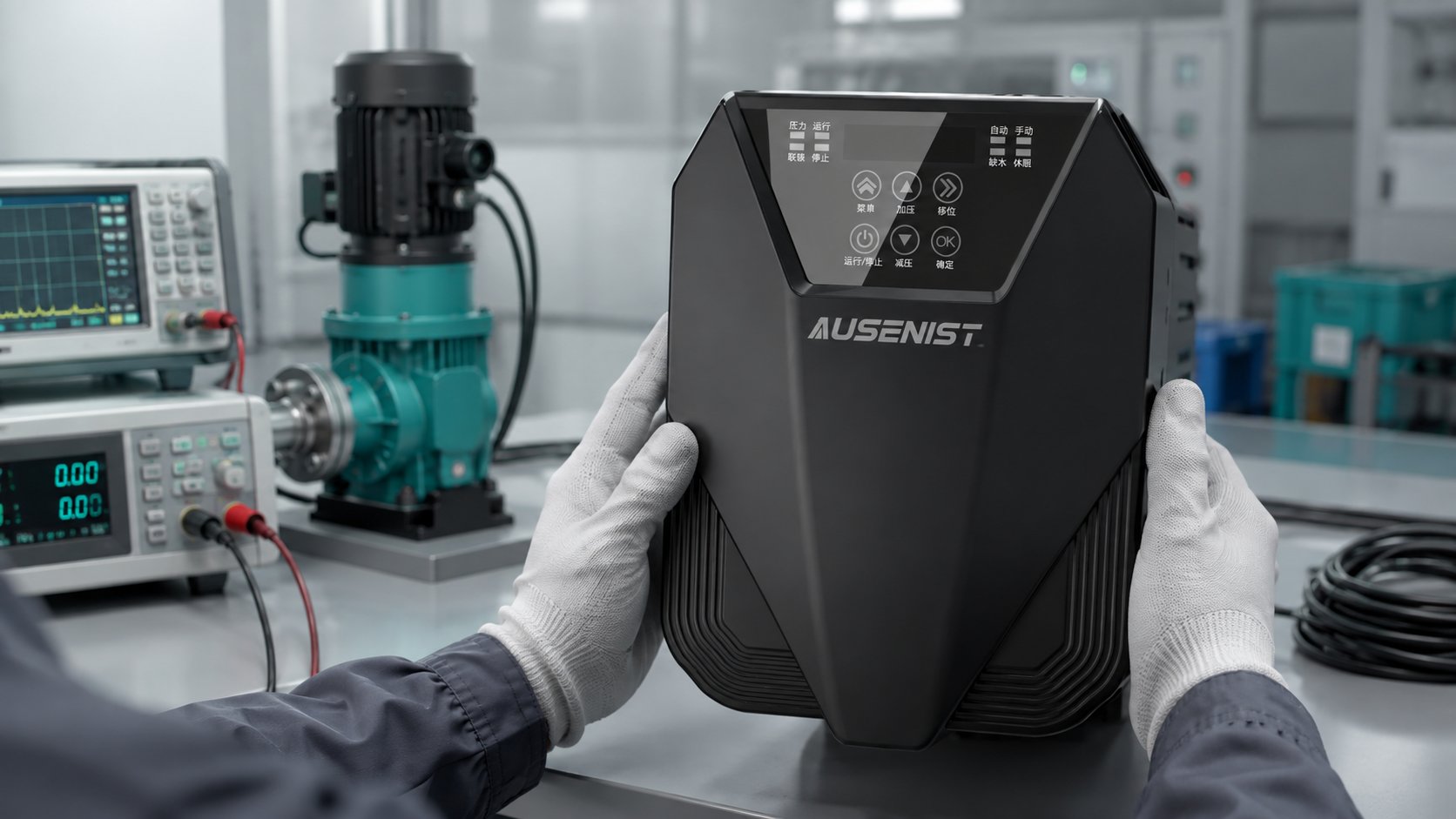 AUSENIST water pump VFD undergoing factory quality inspection