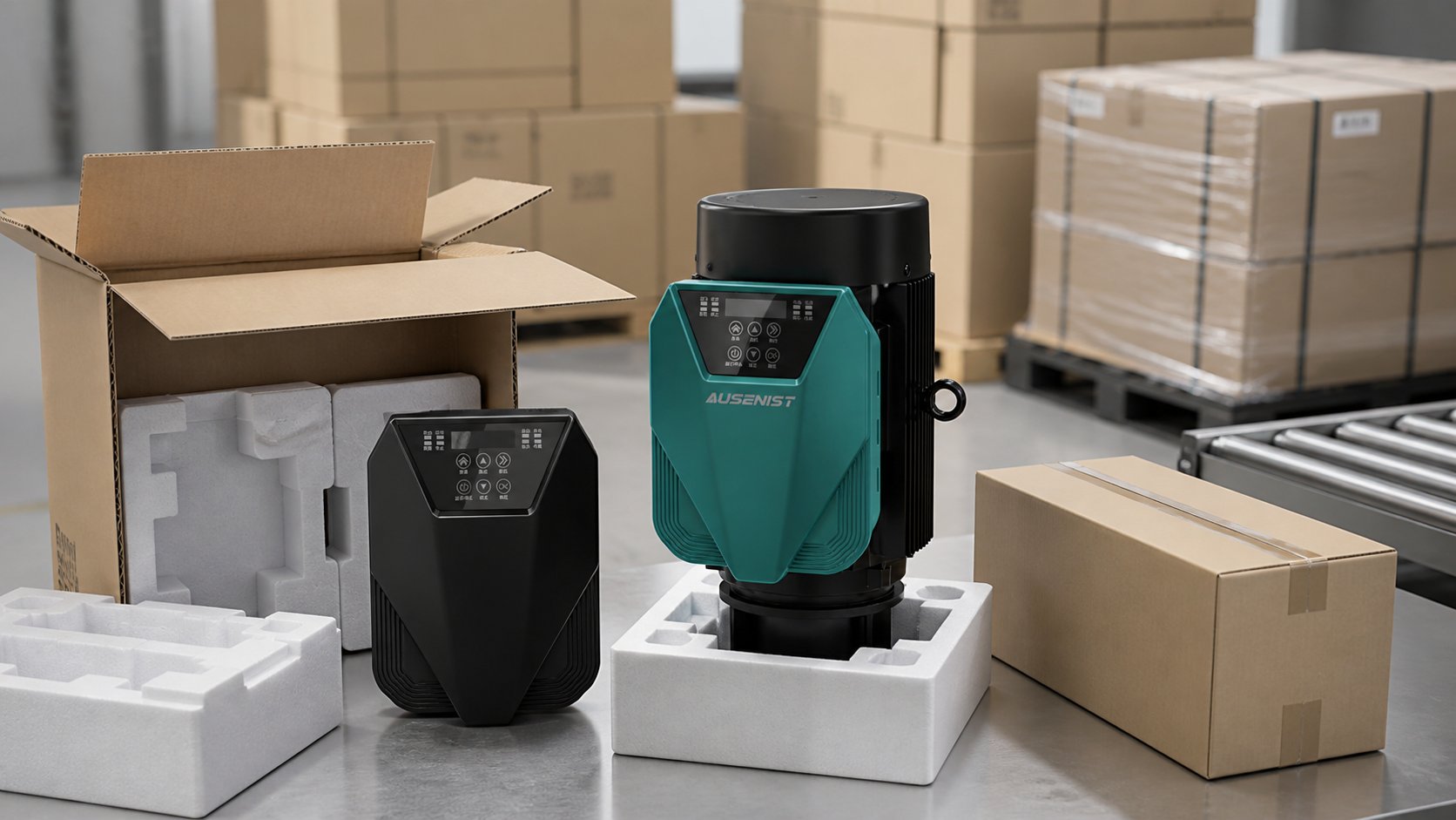 AUSENIST water pump VFD products packed for international shipment