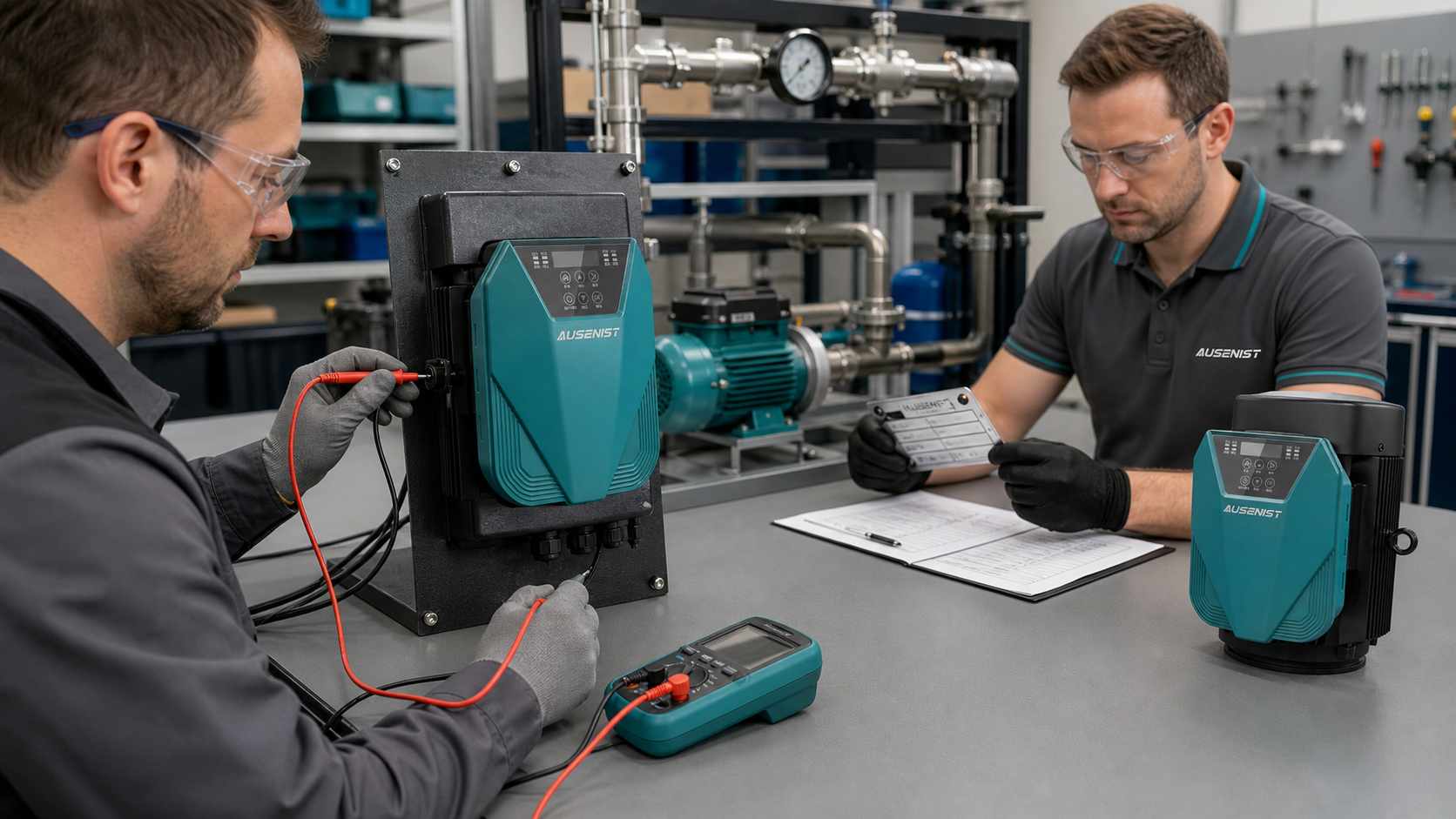 AUSENIST pump VFD with an organized distributor commissioning and diagnostic workflow