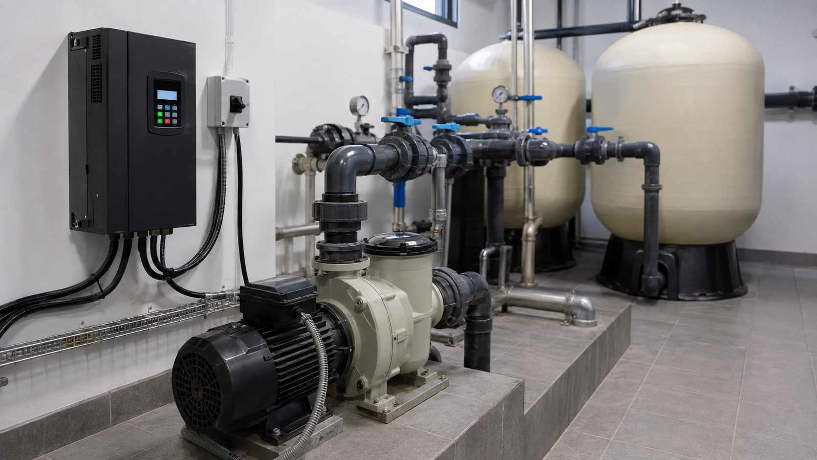 Premium swimming pool filtration pump VFD application reference image
